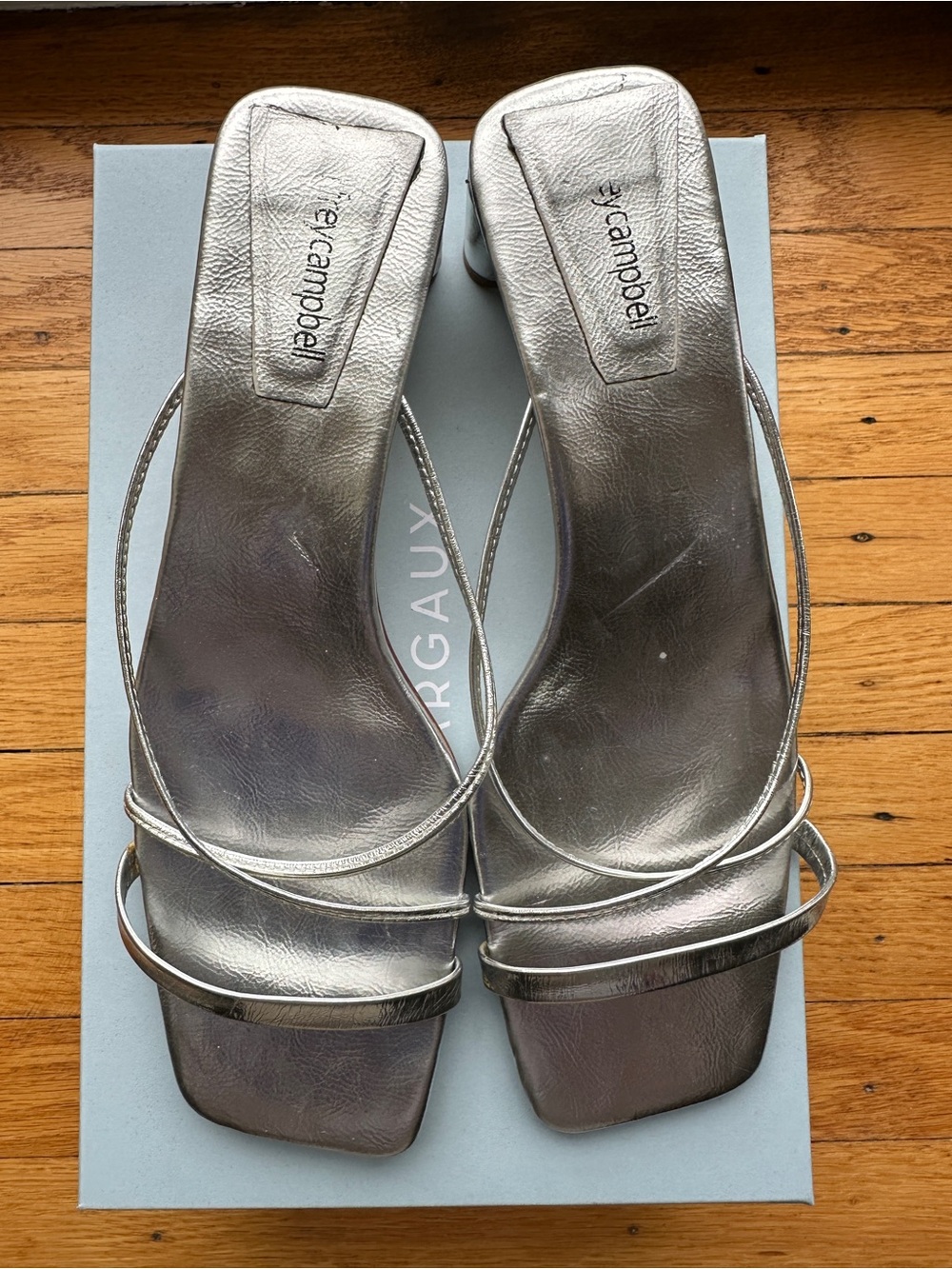 Jeffrey Campbell - Silver Strappy Square-Toe Heeled Sandals